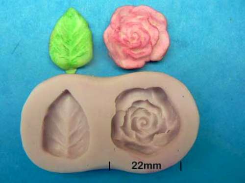 Rose and Leaf Silicone Mould - Click Image to Close